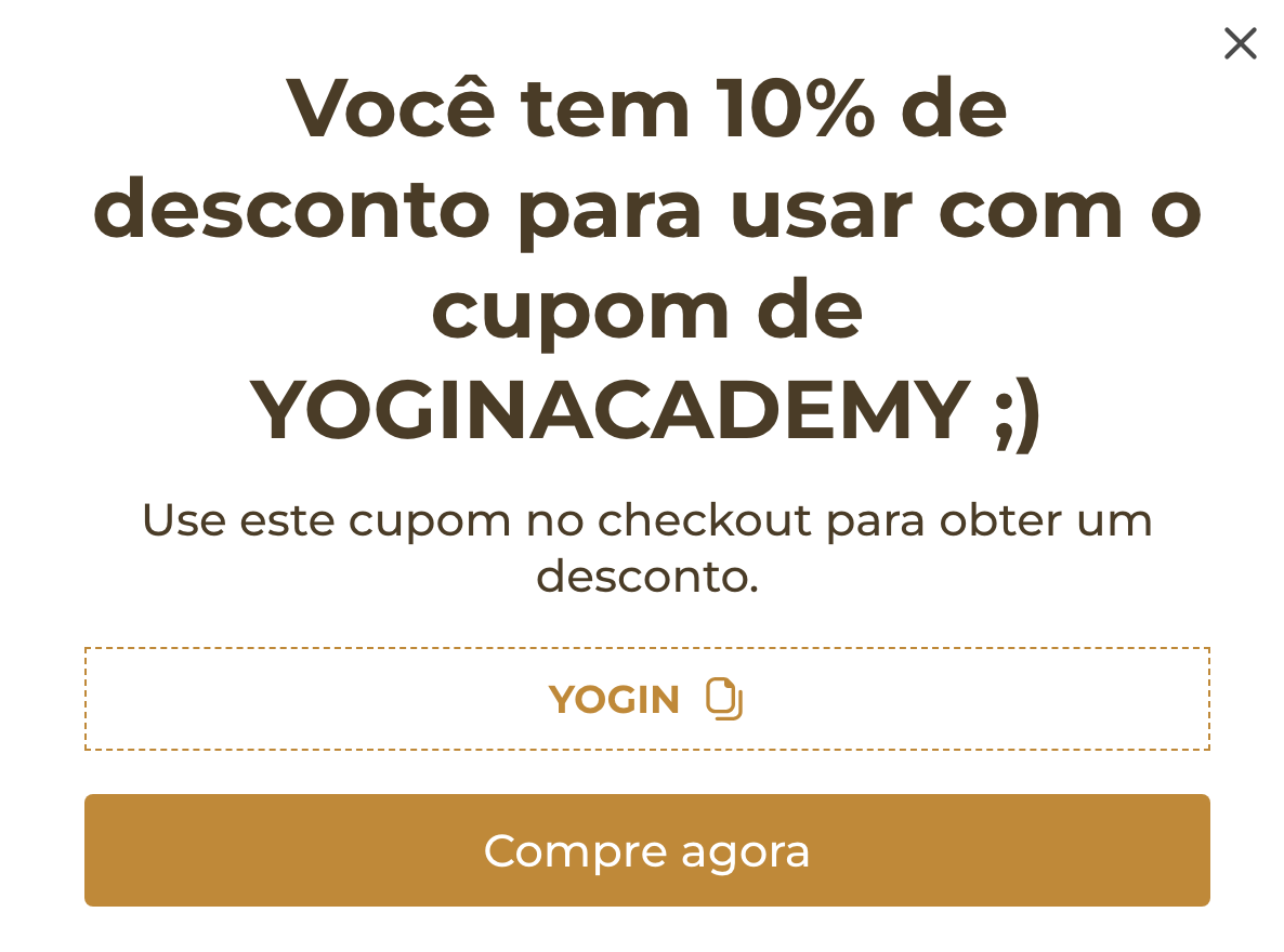 Janela da loja da Ekomat mostrando o cupom YOGIN de 10% de desconto
